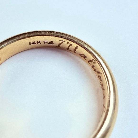 14K Solid Yellow Gold Frederick Goldman Classic Solid 4MM Band Vintage Ring SZ 9 - Picture 4 of 9